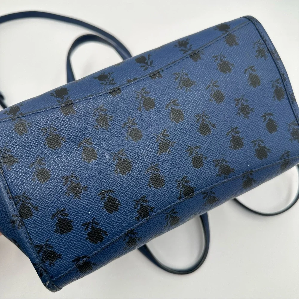 Coach Mini Crosby Carryall in Printed Crossgrain Leather 34774 Blue Black Flora - Picture 8 of 13
